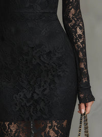 Amanda – Elegant Black Lace Maxi Dress