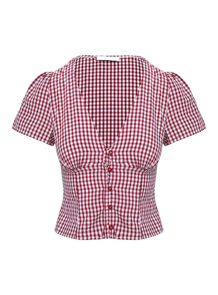 HONEY RED GINGHAM TOP
