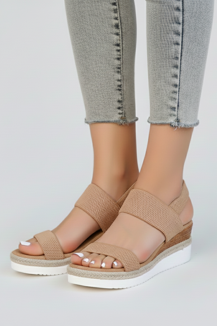 Kylie | Womens Raised Sole Stretch Fit Sandals Brown