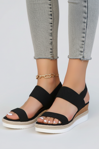 Kylie | Womens Raised Sole Stretch Fit Sandals Black