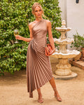 Modern Day Glam One Shoulder Asymmetrical Maxi Dress