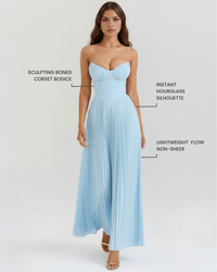 Nola – Ocean Blue Pleated Maxi Dress