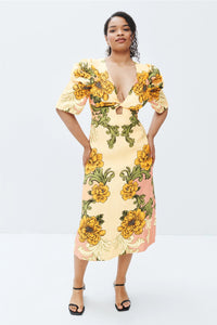 Delicate Flower Arabesques Midi Dress