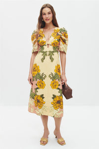 Delicate Flower Arabesques Midi Dress