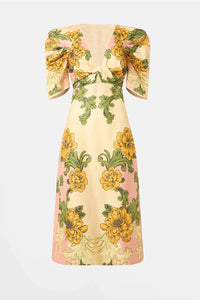 Delicate Flower Arabesques Midi Dress