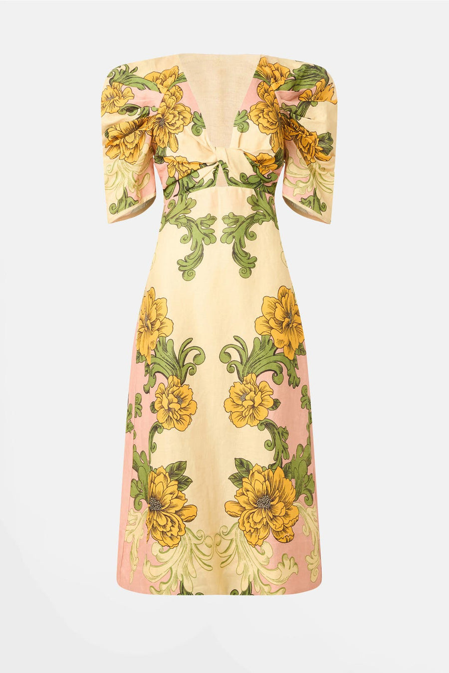 Delicate Flower Arabesques Midi Dress