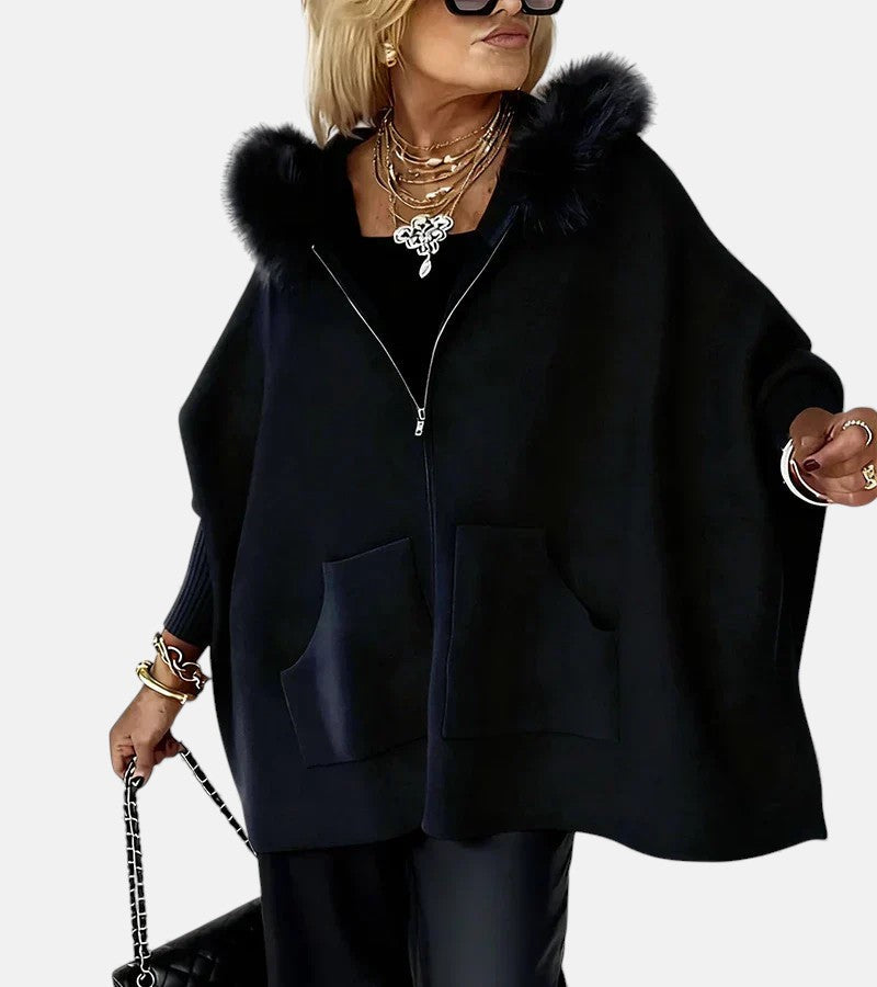 Olivia – Casual Hooded Coat with Fur Collar