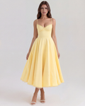 Antonia – Satin Midi Dress with Tulle Skirt