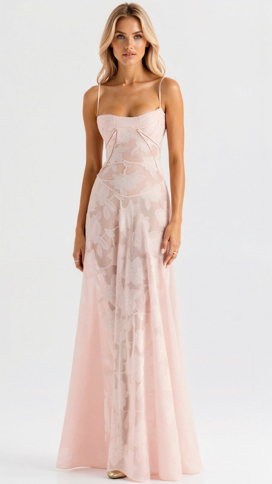 Lauren | Womens Wedding Guest Dress Bustier Maxi Dress Pink