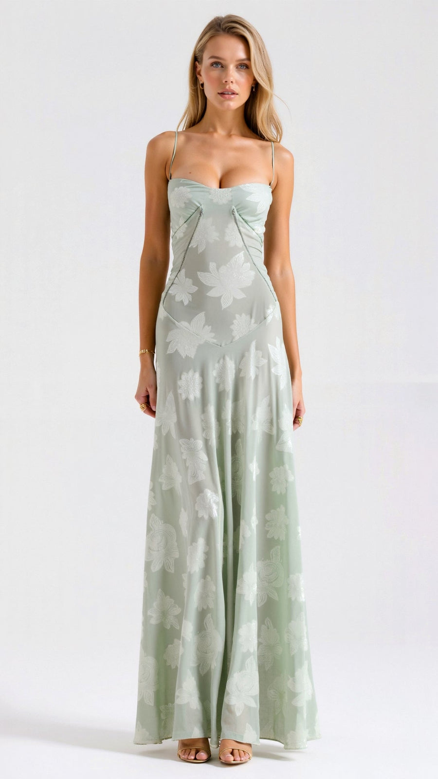 Lauren | Womens Wedding Guest Dress Bustier Maxi Dress Green