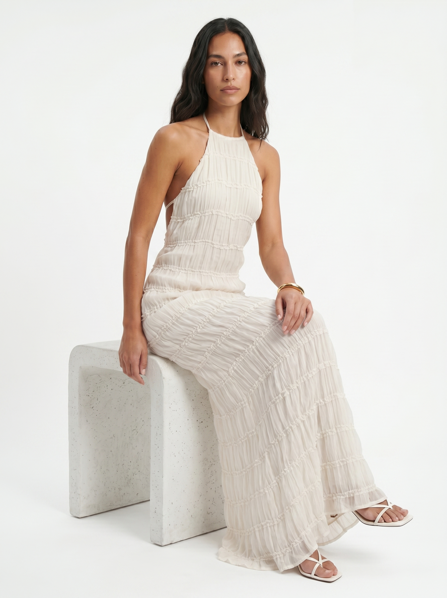 Nicole – Tiered Halterneck Maxi Dress