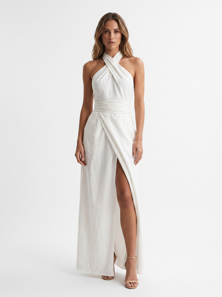 Athena - Elegant Halterneck Maxi Dress