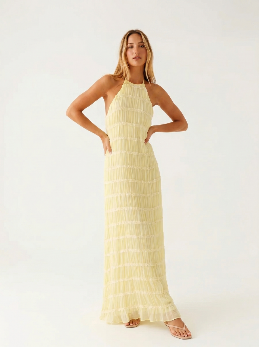 Nicole – Tiered Halterneck Maxi Dress