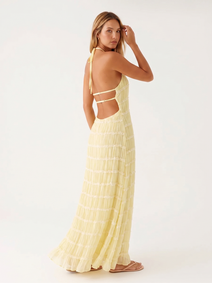 Nicole – Tiered Halterneck Maxi Dress