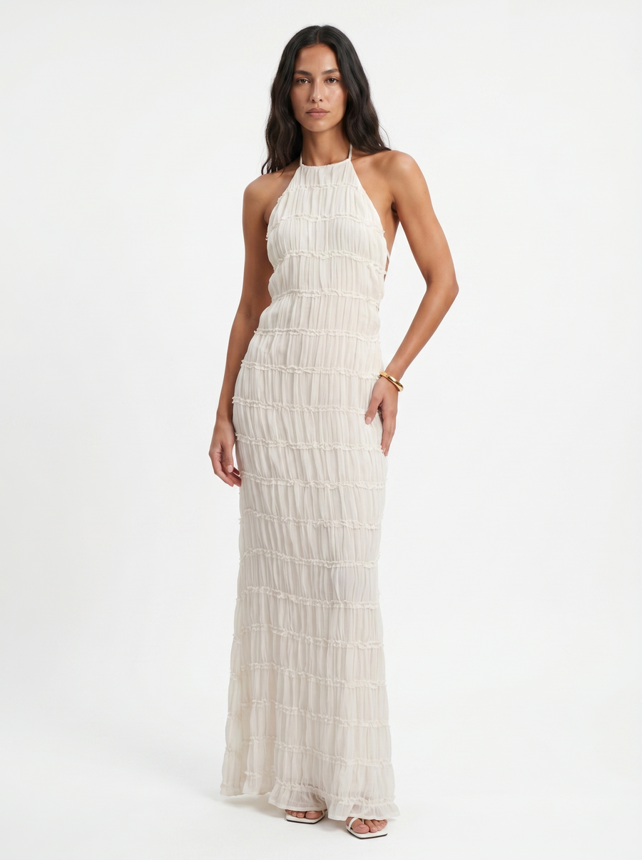 Nicole – Tiered Halterneck Maxi Dress