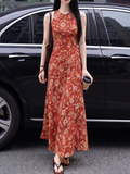 100% Mulberry Silk 16 Momme Double Crepe Bias-Cut Vintage Floral Maxi Dress