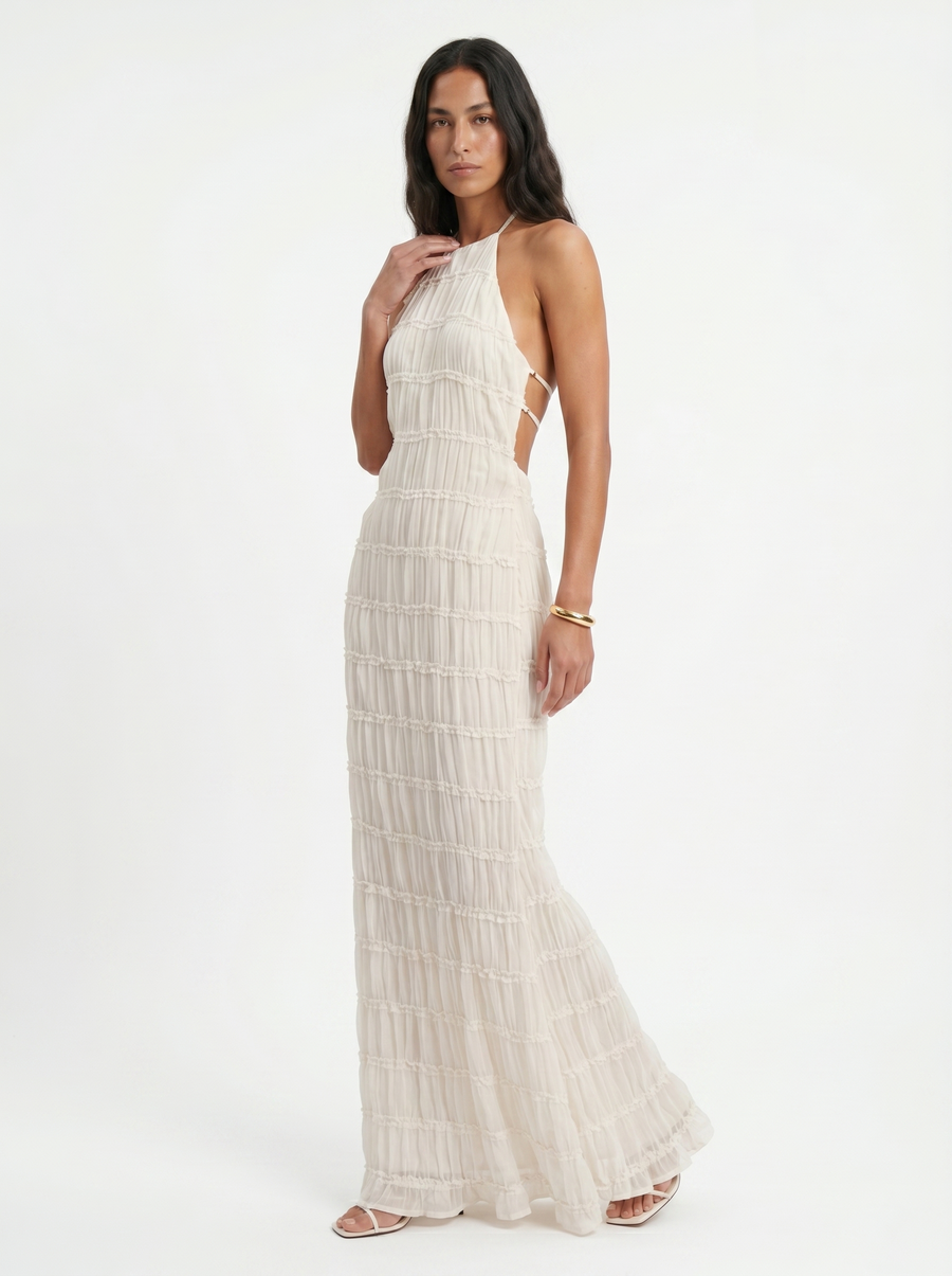 Nicole – Tiered Halterneck Maxi Dress