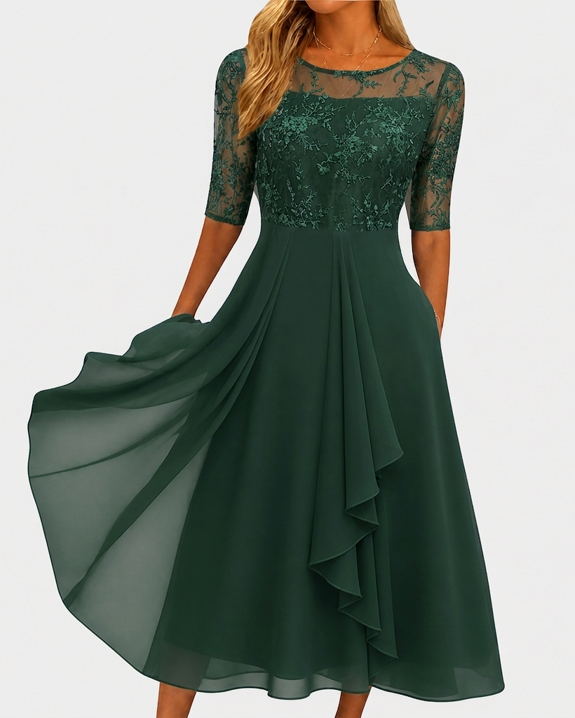 Riva - Elegant Lace Midi Dress