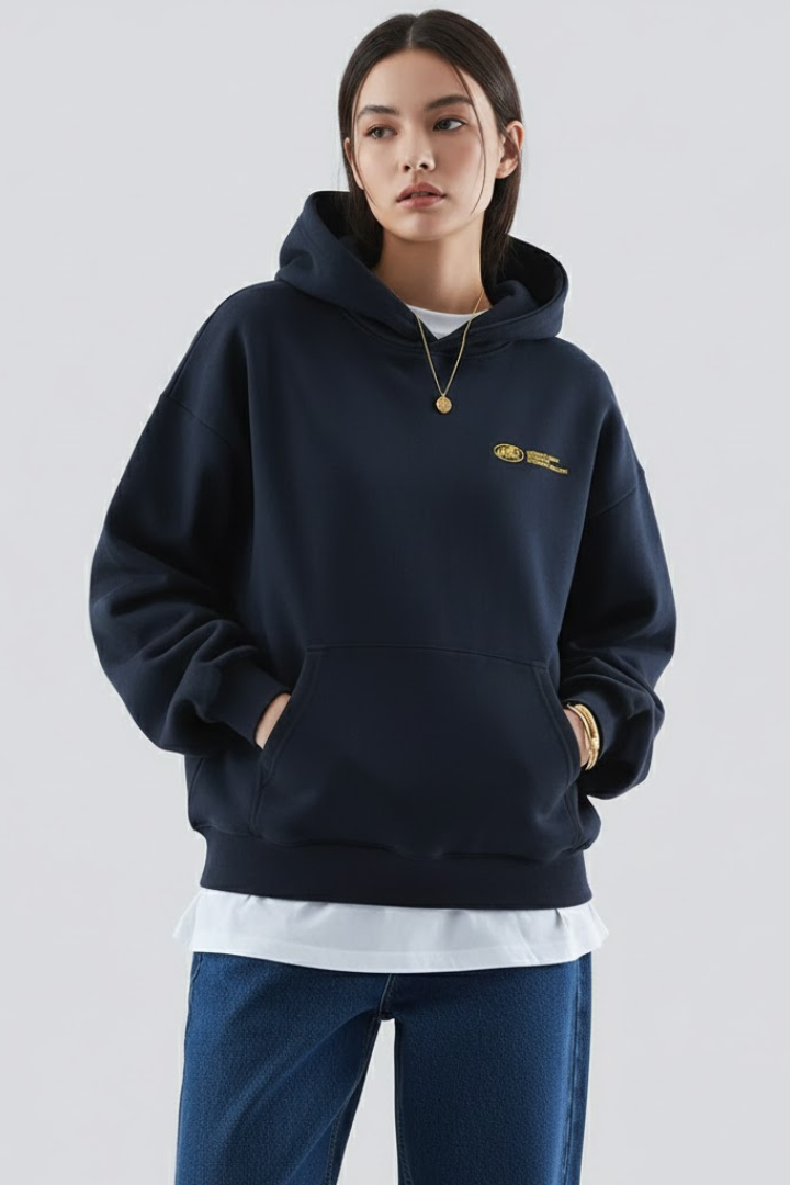 Fiona | Womens Hoodie with Front Print and Pullover Design Black
