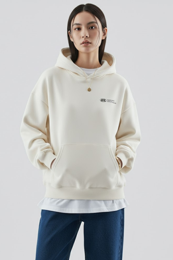 Fiona | Womens Hoodie with Front Print and Pullover Design White