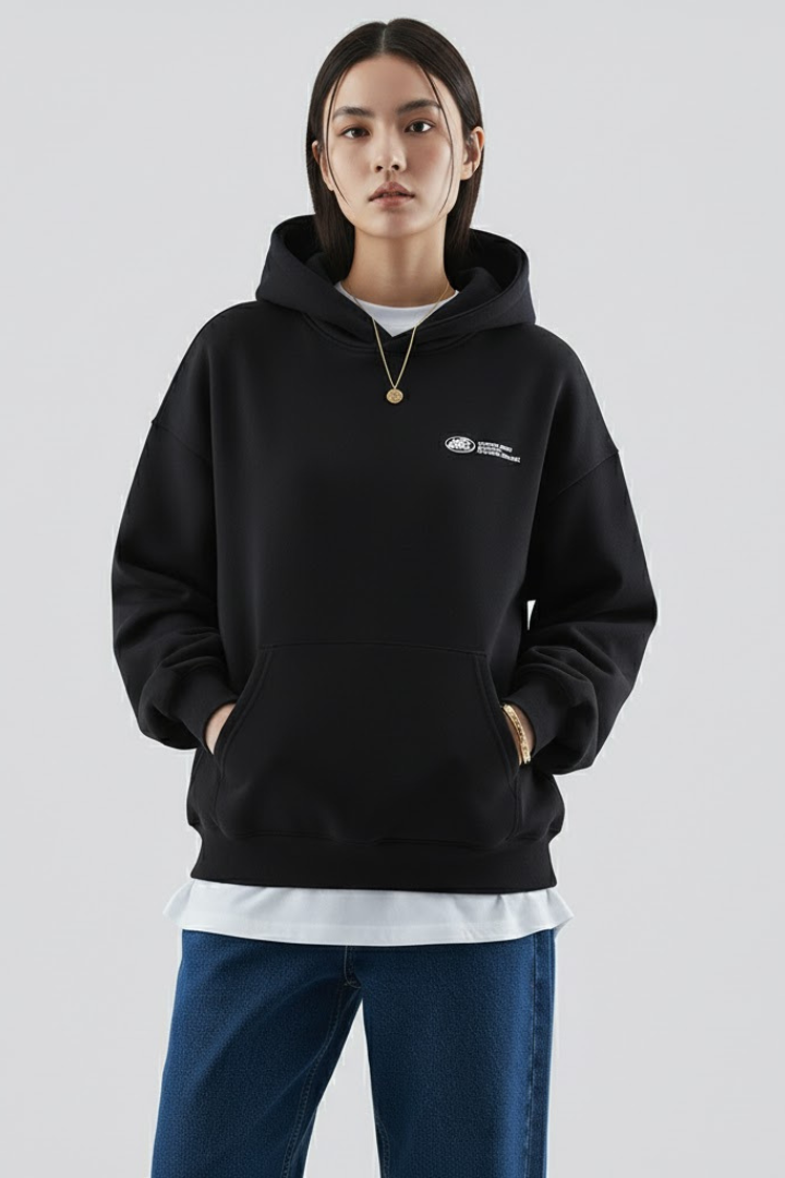 Fiona | Womens Hoodie with Front Print and Pullover Design Dark-Black