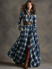 Jessica – Maxi Shirt Dress with Classic Checks