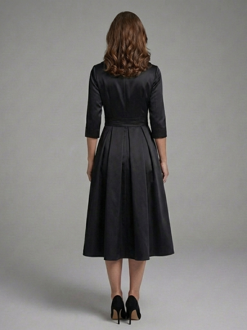 Avielle - Midi Dress with Wrap Body and Three-Quarter Sleeves