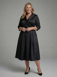 Avielle - Midi Dress with Wrap Body and Three-Quarter Sleeves