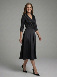 Avielle - Midi Dress with Wrap Body and Three-Quarter Sleeves