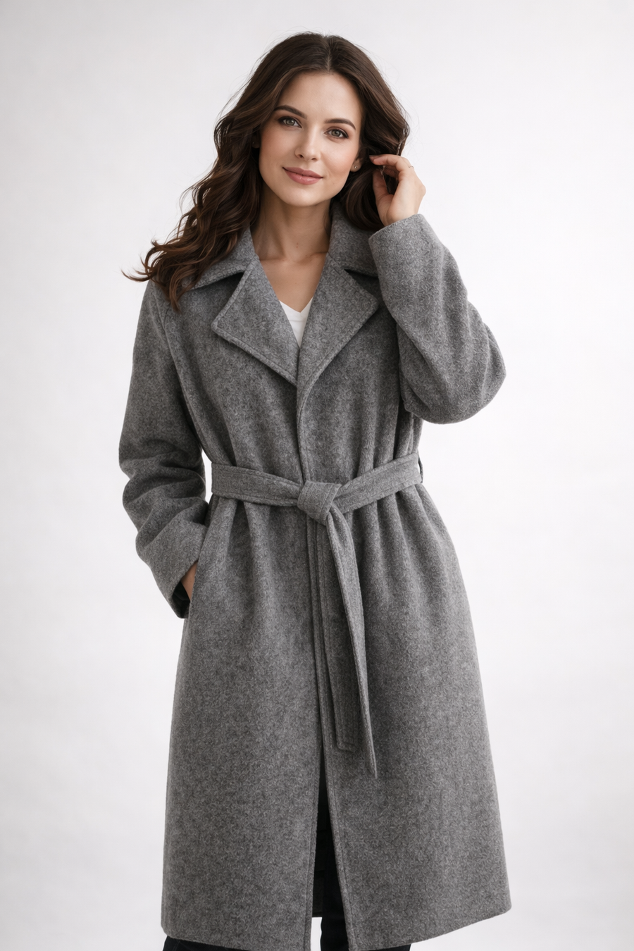 Hayley - Elegant Belted Long Coat
