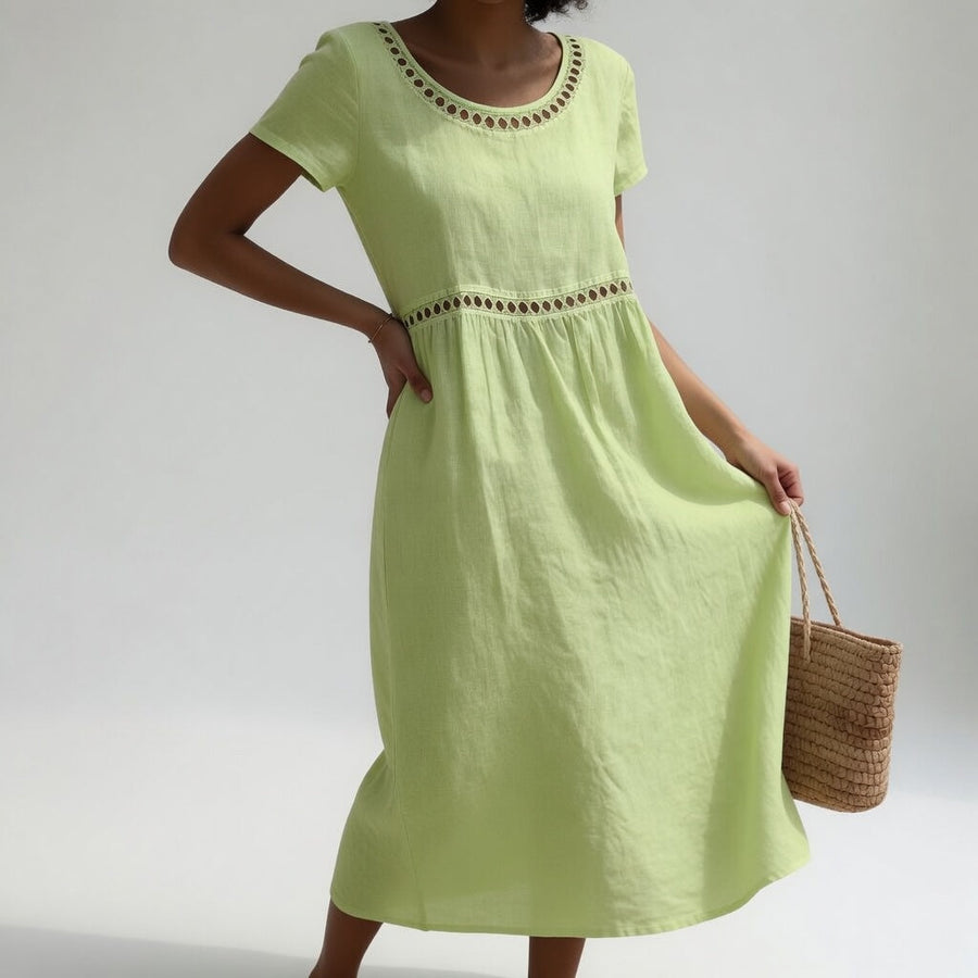 Heidi – Embroidered Linen Blend Dress
