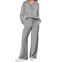 Reverie - Cozy Zip-Up Wide Leg Sweatsuit Set