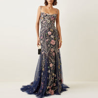 Floral-Embellished Tulle Gown