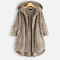Niah - Cosy Hooded Coat Beige