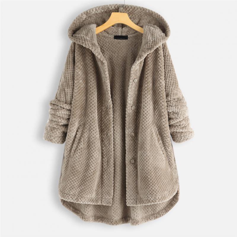 Niah - Cosy Hooded Coat Beige