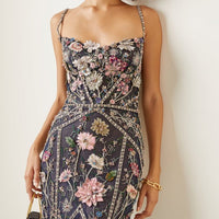 Floral-Embellished Tulle Gown