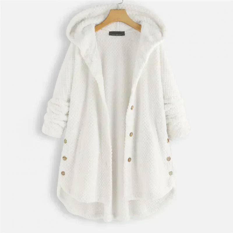 Niah - Cosy Hooded Coat White
