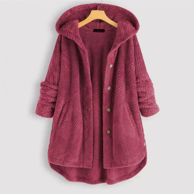 Niah - Cosy Hooded Coat Pink