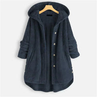 Niah - Cosy Hooded Coat Blue