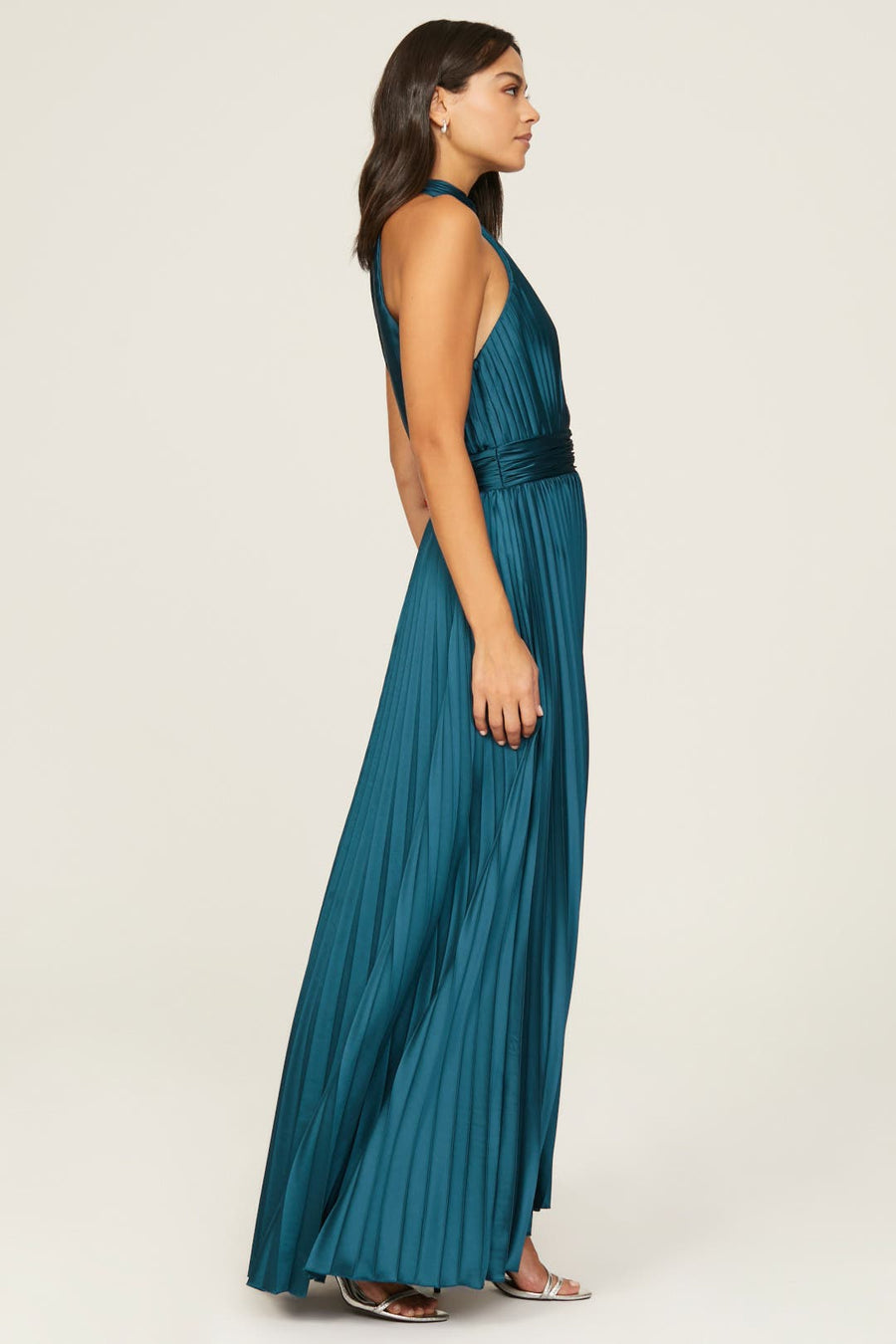 Navy Pleated Gown