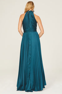 Navy Pleated Gown