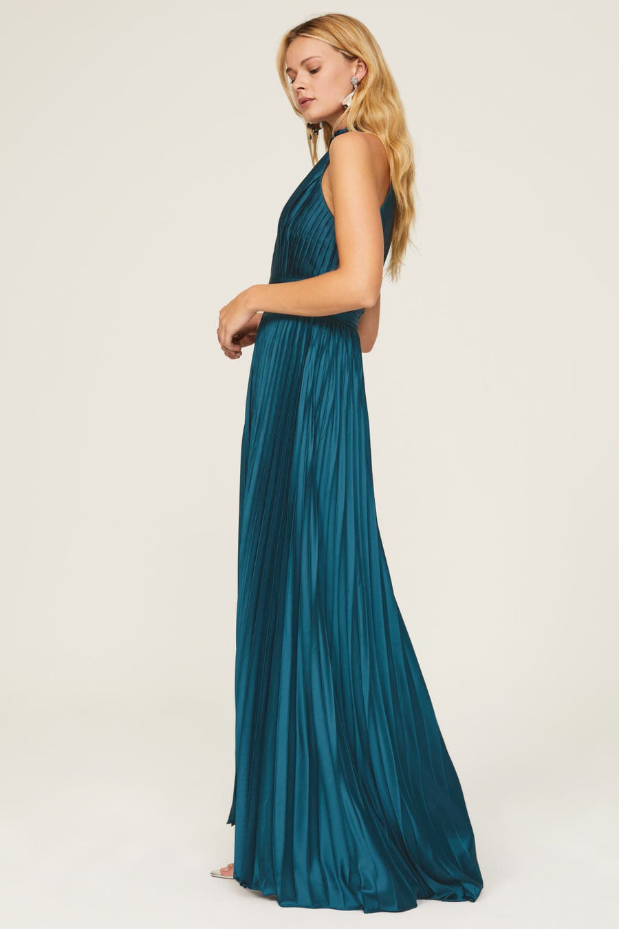 Navy Pleated Gown
