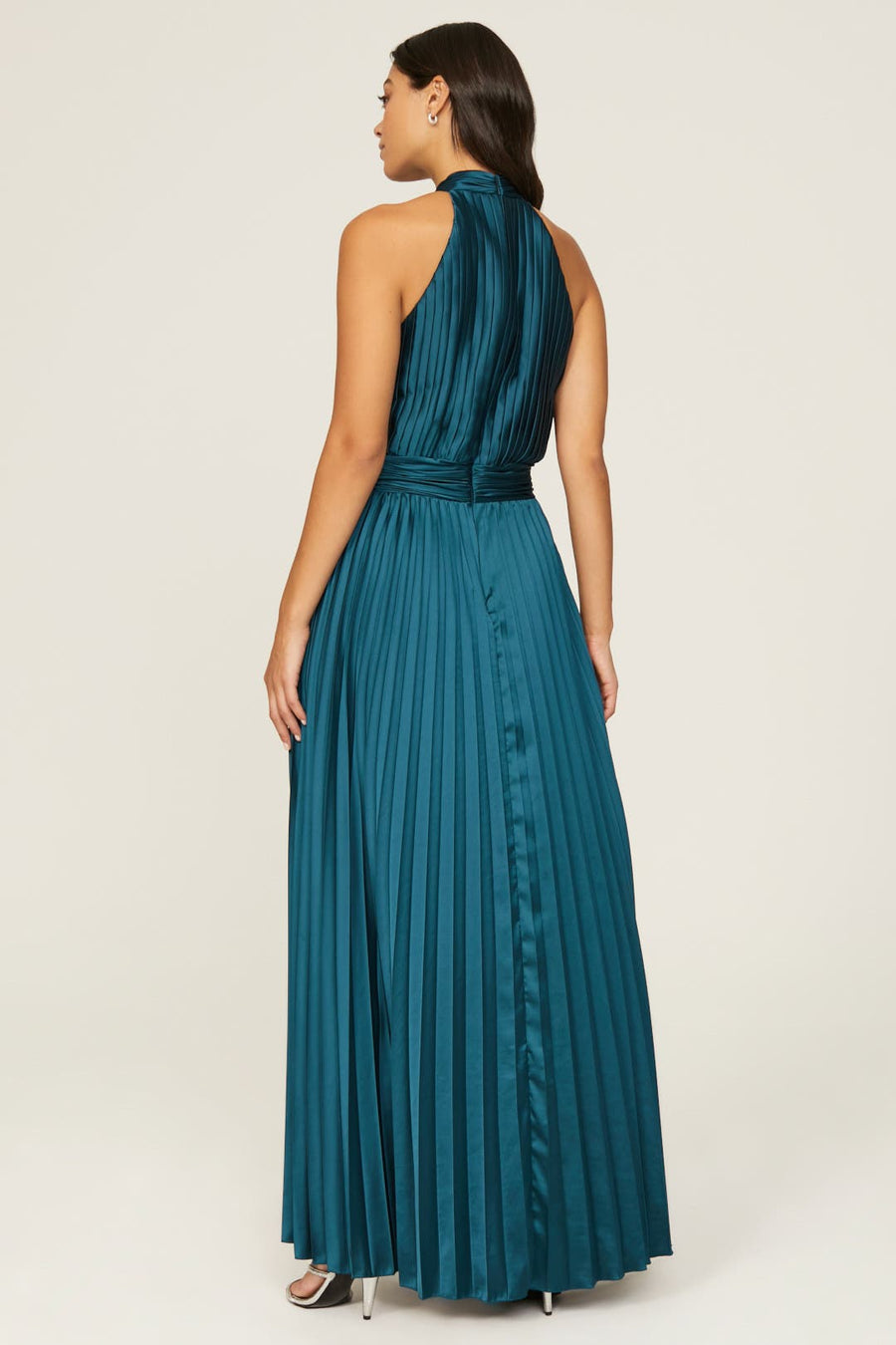 Navy Pleated Gown
