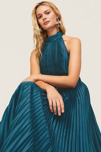 Navy Pleated Gown