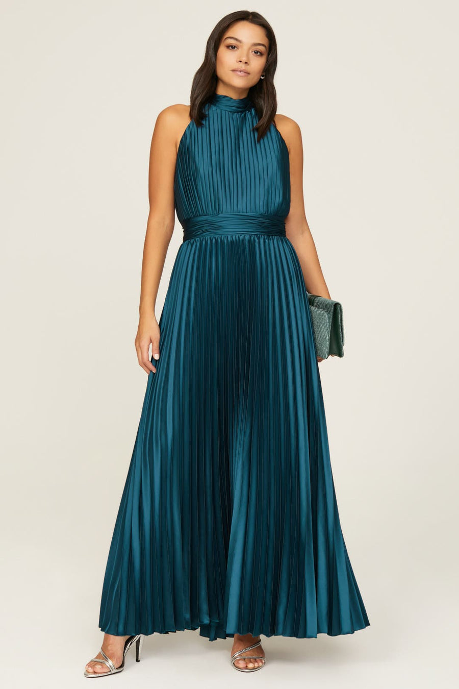 Navy Pleated Gown