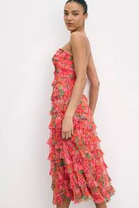Strapless Micro Ruffle Dress