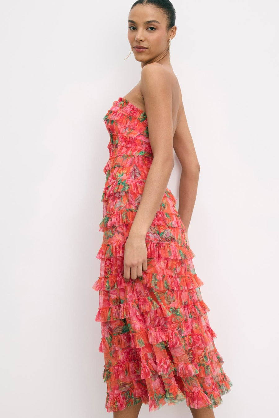 Strapless Micro Ruffle Dress