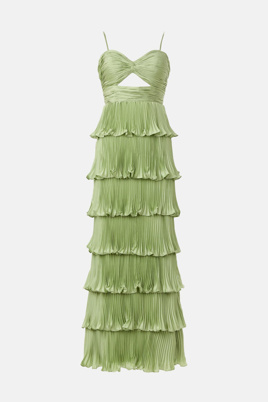 Pleated Tiered Ruffle Gown