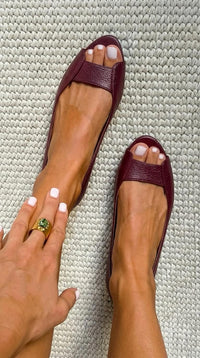 Iona – Metallic Open-Toe Ballet Flats