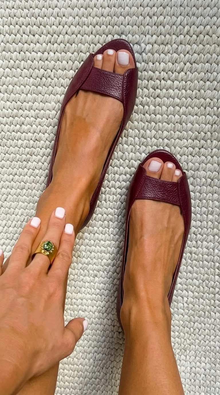 Iona – Metallic Open-Toe Ballet Flats